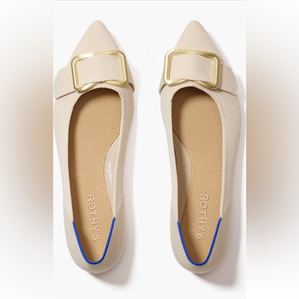 Rothy's The Emblem Point II Flats in Conch (cream)